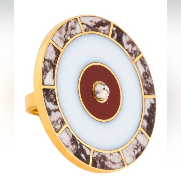 Monica Sordo Samay Brujo Maxi Stone Cocktail Ring size 6.75 24k plated w stone - Picture 1 of 5